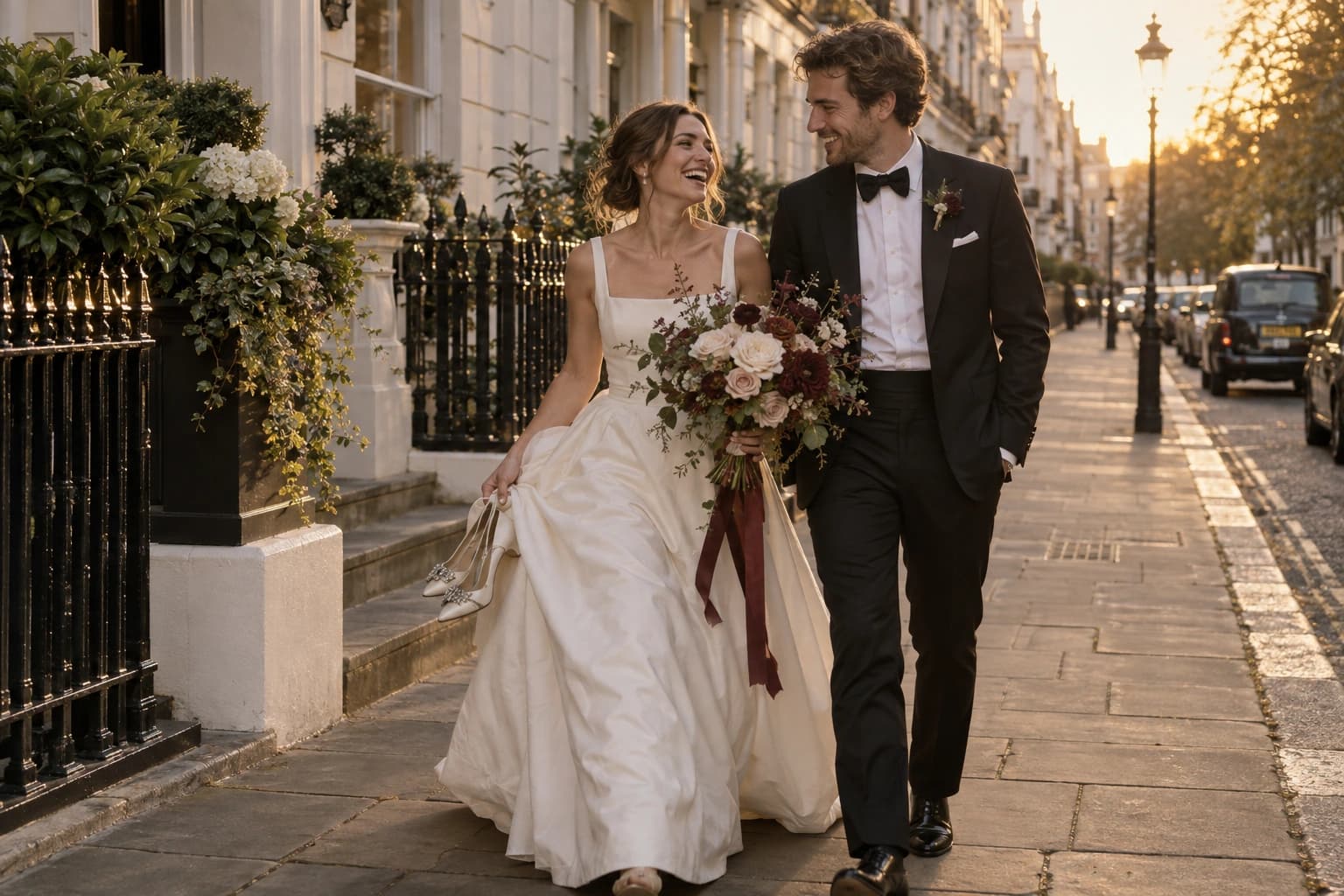 A couple walking between celebrations