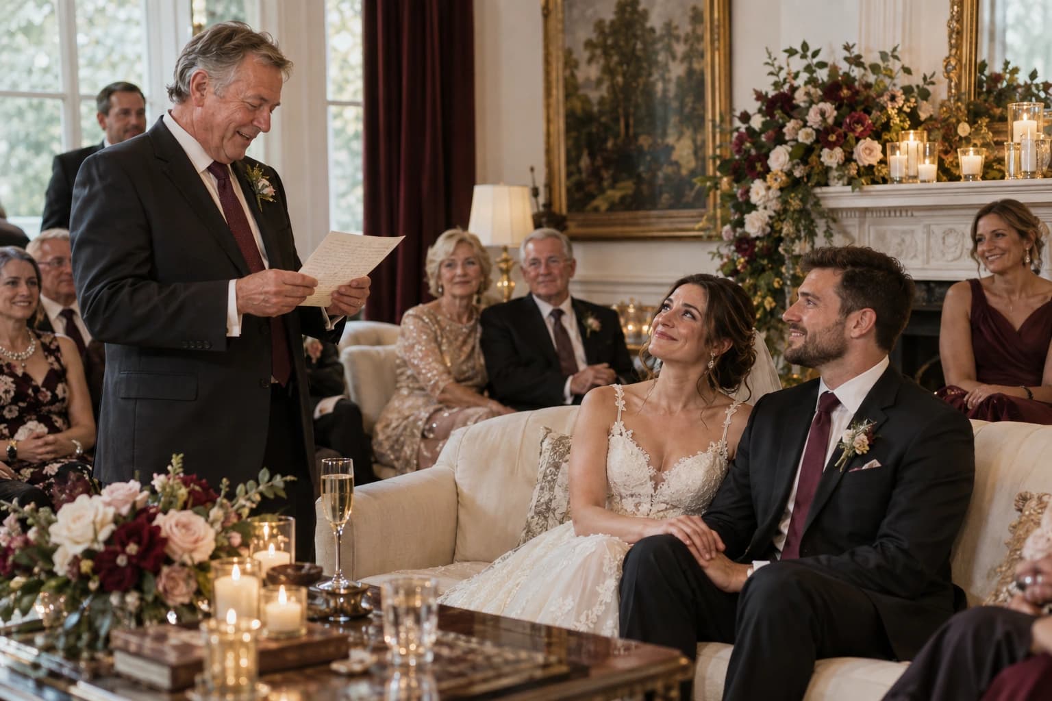 A parent reading a wedding wish
