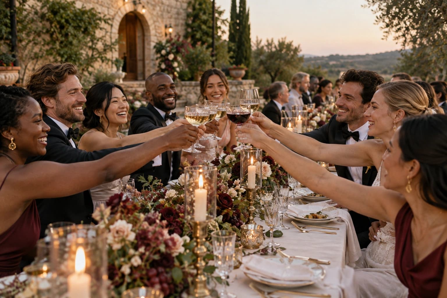 Friends raising a toast